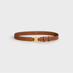 Celine Triomphe Tan Leather Belt with Gold Buckle